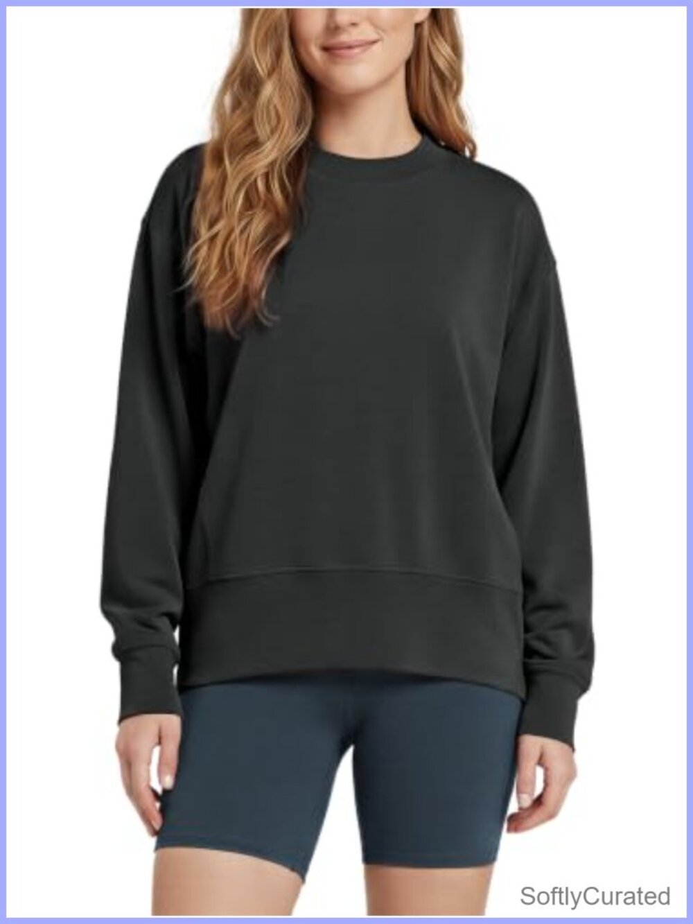 Modal Soft Long Sleeve Oversized Sweatshirt High Crew Neck Pullover